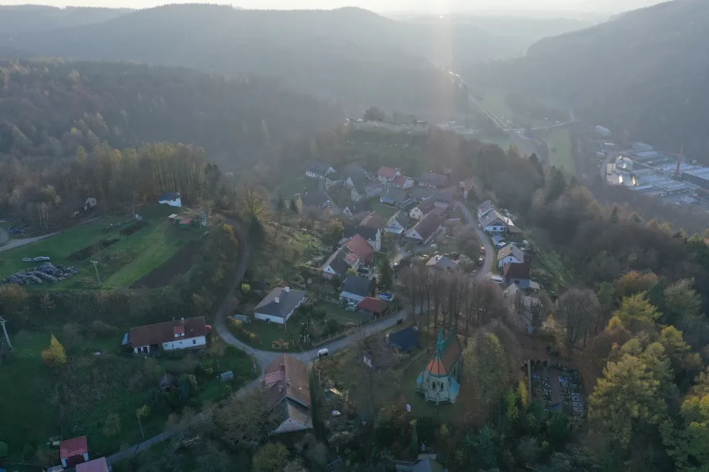 Pohled z dronu na Lanšperk